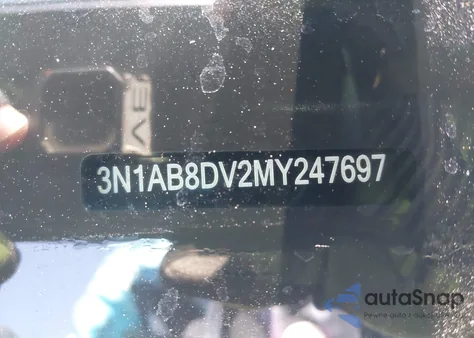 2021 Nissan Sentra Sr Xtronic Cvt z USA, uszkodzony, nr VIN 3N1AB8DV2MY247697